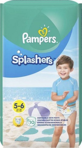 Pampers Splashers Μεγεθος 5-6, 14+kg, Αδιάβροχες Πάνες-Μαγιό, 10 Τεμάχια