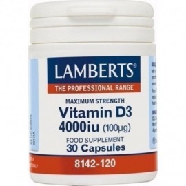 Lamberts Vitamin D3 4000iu, Συμπλήρωμα Διατροφής Για Την Υγεία Των Οστών Και Των Δοντιών, 30 caps