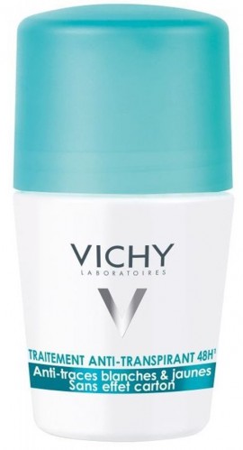 VICHY Deodorant 48h Anti-marks Roll-On Αποσμητικό σε Μορφή Roll-On 48ωρης Φροντίδας Κατά των Λευκών και Κίτρινων Σημαδιών, 50ml