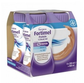 Nutricia Fortimel Protein chocolate Υπερπρωτεϊνικό (18gr protein) & Yπερθερμιδικό Πόσιμο Θρεπτικό Σκεύασμα Όγκου με Γεύση Σοκολατα  4 X 200ml