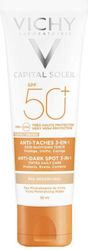 VICHY CAPITAL SOLEIL  ANTI  MANCHAS 3 EN 1 Αντιηλιακή Κρέμα Προσώπου με Χρώμα SPF50+ Κατά των Κηλίδων , 50ml