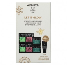 Apivita Let it Glow Σετ Express Beauty Μάσκα Αλόη 2x8ml & Μάσκα Ρόδι 2x8ml & Μάσκα Ματιών Ginkgo Biloba 2x2ml & Μαύρο Ge