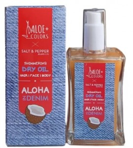 Aloe Colors Aloha In Denim Shimmering Dry Oil Ξηρό Λάδι για Πρόσωπο, Σώμα & Μαλλιά με Έλαιο Καρύδας, 100ml