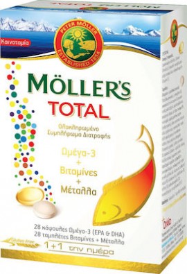 Mollers Total Ιχθυέλαιο Ωμέγα 3 28 κάψουλες Βιταμίνες & Μέταλλα 28 tabs
