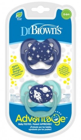 Dr Browns Advantage  Πιπίλα Σιλικονης  0-6 m  2 τμχ μπλε SKU PA  12002