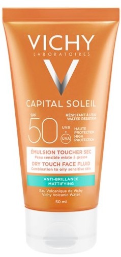 VICHY Ideal Soleil Mattifying Face Dry Touch SPF50+ Λεπτόρρευστη Αντηλιακή Φροντίδα προσώπου για ματ αποτέλεσμα  50ml