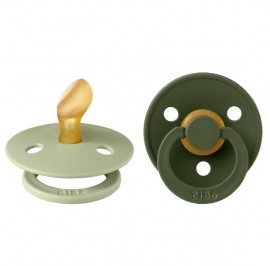 BIBS Colour Pacifier Anatomical Natural Rubber Πιπιλες καουτσουκ 0+ m, size 1 Sage/Hunter Green 2τμχ SKU 2111423