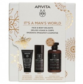 Apivita ITS A MANS WORLD Promo Mens Care Σετ Ανδρικής Περιποίησης με Κρέμα Προσώπου & Ματιών, 50ml, Gel Καθαρισμού για Πρόσωπο & Μάτια, 50ml & Δώρο Σαμπουάν - Αφρόλουτρο, 250ml, 1σετ