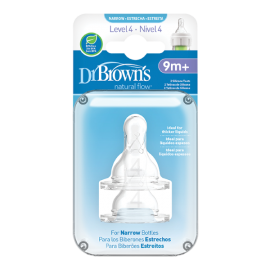 Dr Browns Νatural flow  Θηλή από διάφανη σιλικόνη για μπουκάλι Options+ με στενό λαιμό. 9+m 2 τμχ SKU 313