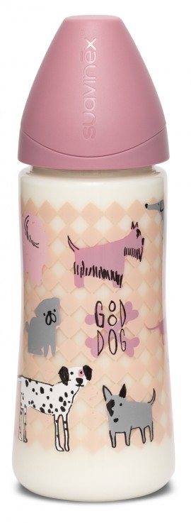 Suavinex Fusion Μπιμπερό πλαστικό 360ml Θηλή Σιλικόνης Φαγητού 4+m  DOG Lila 1 τμχ SKU3800056
