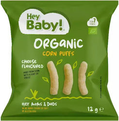 Hey Baby! Organic Corn Puffs Cheese Flavoured 7+ m Βιολογικό Σνακ Καλαμποκιού με Γεύση Τυρί, 12gr