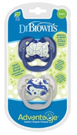 Dr Browns  Advantage  Πιπίλα Σιλικονης νυχτός 0-6 m 2 τμχ μπλε SKU PA  12004