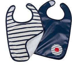 BabyToLove Σαλιάρα Υφασμάτινη με Αυτοκόλλητο Stripes Blue  6-36m  2τμχ