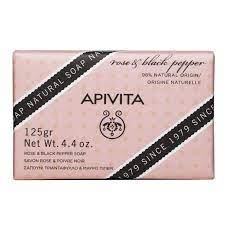 APIVITA NATURAL SOAP With ROSE & BLACK PEPPER, Φυσικό Σαπούνι με Τριαντάφυλλο & Μαύρο Πιπέρι, 125gr