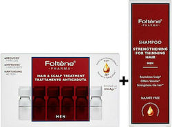 FOLTENE   Set  Men Hair and Scalp Treatment & Shampoo Αγωγή με Αμπούλες Κατά της Ανδρικής Τριχόπτωσης 12Abs & Σαμπουάν Ενδυνάμωσης 200ml