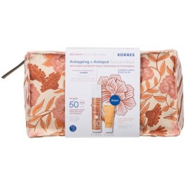 Korres Antiageing & Antispot Suncare Ritual με Red Grape Sheer Glow Daily Sunscreen Face Cream Αντηλιακή Κρέμα Προσώπου SPF 50, 50ml & Δώρο Black Pine Primus Wrinkle Defying Day Cream Κρέμα Ημέρας, 20ml & Νεσεσέρ, 1τεμ, 1σετ