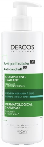 VICHY  Dercos Anti-Dandruff Shampoo - Greasy Hair Αντιπιτυριδικό Σαμπουάν για Κανονικά έως Λιπαρά Μαλλιά, 390ml
