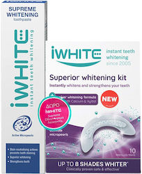 iWhite Set  Superior Whitening Kit Μασελάκια Λεύκανσης, 10 τεμ & Δώρο Instant Teeth Whitening Oδοντόκρεμα Λεύκανσης Δοντιών, 75ml