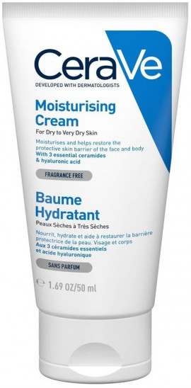 CeraVe Moisturising Cream Ενυδατική Κρέμα για Πρόσωπο/Σώμα για Ξηρό/Πολύ Ξηρό Δέρμα Χωρίς Άρωμα, 50ml