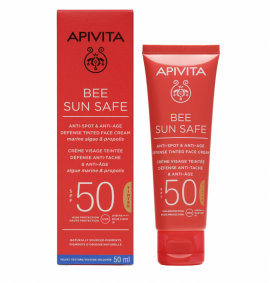 APIVITA  Bee Sun Safe Anti spot Tinted Cream Κρεμα Προσώπου Κατά των Πανάδων & των Ρυτίδων με Χρώμα SPF50, 50ml