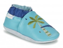 ROBEEZ lazy monkey turqoise, Δερμάτινα Παπουτσάκια αγκαλιάς για μωρά σε χρώμα ΓΑΛΑΖΙΟ με μαλακό πάτο SIZE 17/18 0-6 m SKU  547260-10-22