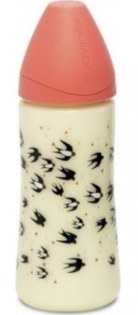 Suavinex Μπιμπερό πλαστικό 360 ml PP Pink Swallow Θηλή Σιλικόνης Μεγάλης Ροής 4+ m 1 τμχ SKU3800056