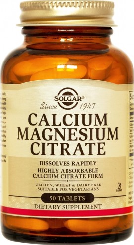 SOLGAR Calcium Magnesium Citrate, Συμπληρωμα διατροφης 50Tabs