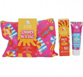 Aloe Colors Summer in a Bag Into the Sun Αντηλιακή Κρέμα Προσώπου SPF50, 50ml & After Sun Hydrating Μάσκα Προσώπου, 50ml, 1σετ