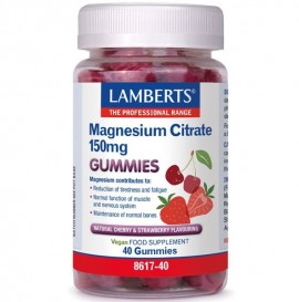 Lamberts Magnesium Citrate 150mg (Ζελεδάκια γεύση Φράουλα & Κεράσι), 40gummies