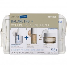 Korres Promo Pack με Smart Yoghurt Super Serum με Προβιοτικά, 15ml, White Pine Deep Wrinkle Plumping & Age Spot Ορός Αναπλήρωσης Όγκου, 15ml, Volumizing Serum-in-Moisturizer Κρέμα Ημέρας για Κανονικές/Μικτές Επιδερμίδες, 40ml & Δώρο Νεσεσέρ, 1τεμ, 1σετ