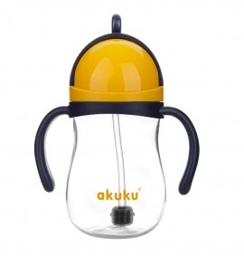 Akuku Ποτήρι Εκπαιδευτικό 280ml Με Καλαμάκι Navy Blue/Yellow A0165