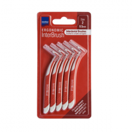 Intermed Ergonomic InterBrush Μεσοδόντια Βουρτσάκια Κόκκινα 0.5mm Μέγεθος 2, 5τμχ