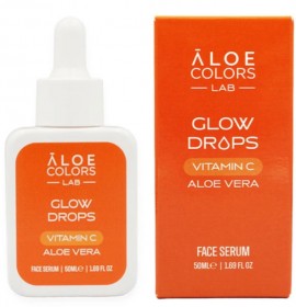 Aloe Colors Glow Drops Καταπραϋντικό & Ενυδατικό Serum Προσώπου με Βιταμίνη C & Υαλουρονικό Οξύ για Αποτοξίνωση & Λάμψη 50ml