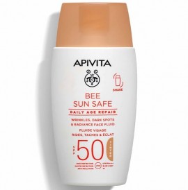 Apivita Bee Sun Safe Daily Age Repair Dry Touch Tinted Λεπτόρευστη Κρέμα Προσώπου κατά των Πανάδων & Ρυτίδων SPF50 με Χρώμα, 50ml