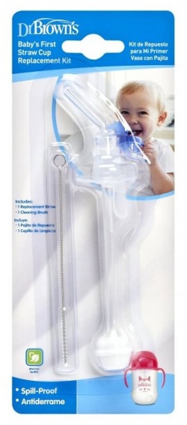Dr. Browns Babys First Straw Cup Replacement Kit  Ανταλλακτικό Καλαμάκι για Κύπελλο & Βούρτσα Καθαρισμού, 2 Τμχ SKU TC 073