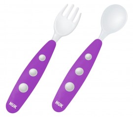 NUK Easy Learning Mini  Set Εκπαιδευτικό Κουτάλι-Πιρούνι 8+m 2 τμχ μωβ  SKU 10.255.047