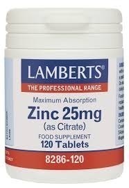 Lamberts Zinc Citrate 25mg Συμπλήρωμα Ψευδάργυρου, 120 tabs