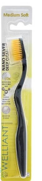 Welliant Οδοντόβουρτσα Medium Soft Ε-3 Nano Silver Deep Clean Easy Scaling,Μαυρο 1 τμχ