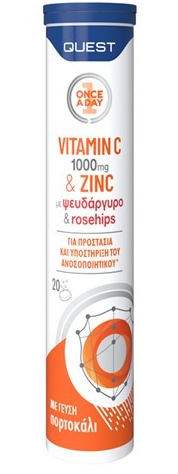 QUEST  Vitamin C 1000mg & Zinc, Rosehips, Ψευδάργυρο Συμπλήρωμα Για Το Ανοσοποιητικό 20 Αναβράζοντα Δισκία