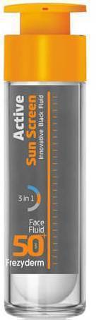 Frezyderm Active sun screen black fluid  SPF 50 Υγρό Αντηλιακό - Υψηλή Προστασία, 50ml