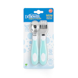 Dr. Browns Set Soft Grip 12+m   Βρεφικό Σετ με Πιρούνι από Μέταλλο   2τμχ μπλε SKU TF  027