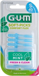 GUM Soft-Picks Comfort Flex Cool Mint Μεσοδόντια Βουρτσάκια με Λαβή Γαλάζια  Small  40τμχ SKU 669