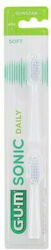 GUM Sonic Daily Soft  Μαλακες Ανταλλακτικές Κεφαλές για Ηλεκτρική Οδοντόβουρτσα Λευκό 2τμχ SKU 4110