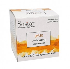 Sostar Focus Antiageing Face Cream Hyaluronic Acid SPF30 Αντιγηραντική Κρέμα Ημέρας με Υαλουρονικό Οξύ, 50ml