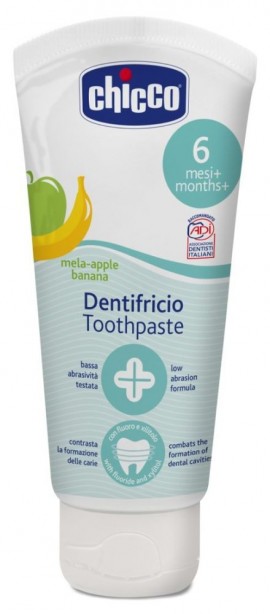CHICCO Οδοντόπαστα με Γεύση Μήλο & Μπανάνα Χωρίς Φθόριο  6+ m  50 ml