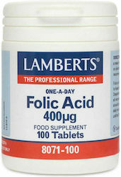 Lamberts Folic Acid  400μg Συμπληρωμα διατροφης (100 tabs)