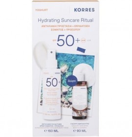 Korres Υoghurt Hydrating Suncare Ritual Σετ για Αντηλιακή Προστασία & Ενυδάτωση με Yoghurt Suncreen Spray Emulsion Αντηλιακό Γαλάκτωμα Spray Σώματος & Προσώπου SPF 50+, 150ml & Δώρο Yoghurt Renewing Body Cleanser Αφρόλουτρο, 80ml, 1σετ