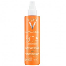 VICHY Capital Soleil Cell Protect Water Fluid Spray SPF50+ Αντηλιακό Γαλάκτωμα Προσώπου & Σώματος σε Σπρέι με Λεπτόρρευστη Υφή, 200ml