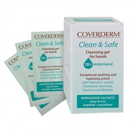 Coverderm  Clean & Safe Cleansing gel for Hands 70%alcohol, Gel καθαρισμού χεριων (20  φακελακια Χ 2ml)