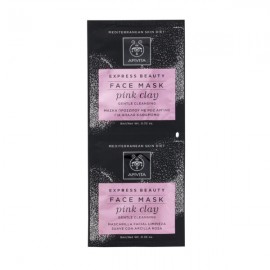 APIVITA  Express Beauty Face Mask Pink Clay – ροζ άργιλος για απαλό καθαρισμό, 2 x 8 ml